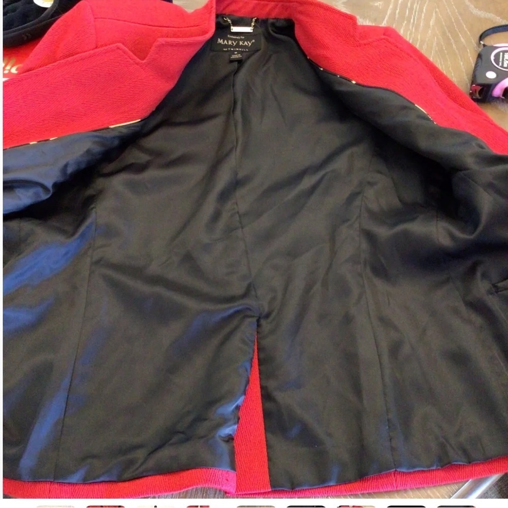Vintage Mary Kay by Twinhill Red Womens Blazer Jacket Size Medium - Picture 6 of 9